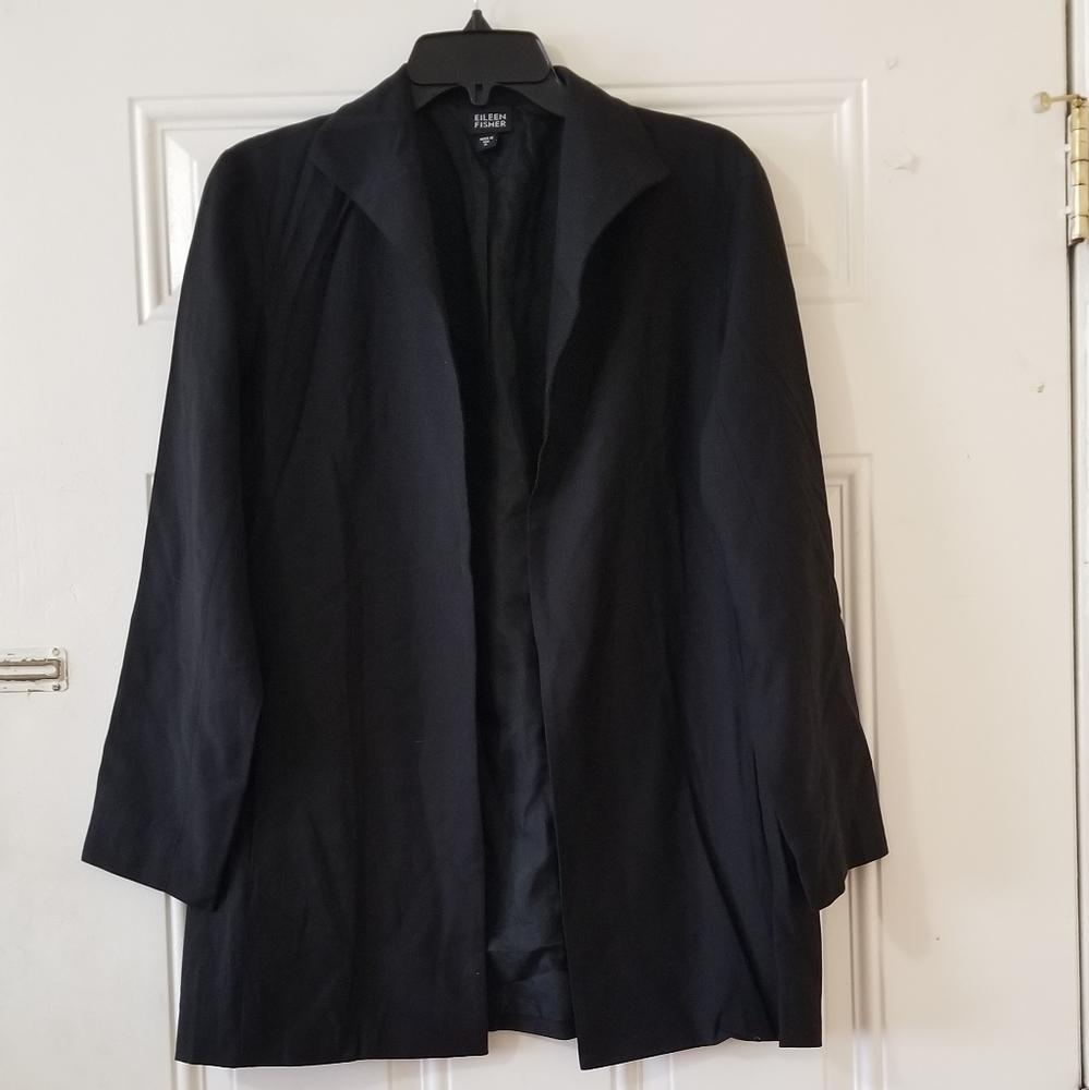 Vintage Eileen Fisher Open Front Black Blazer - Picture 2 of 7